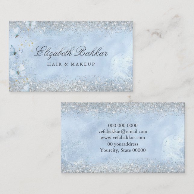 Tarjeta De Visita Modern Elegant Glitter Beauty Salon  (Anverso / Reverso)