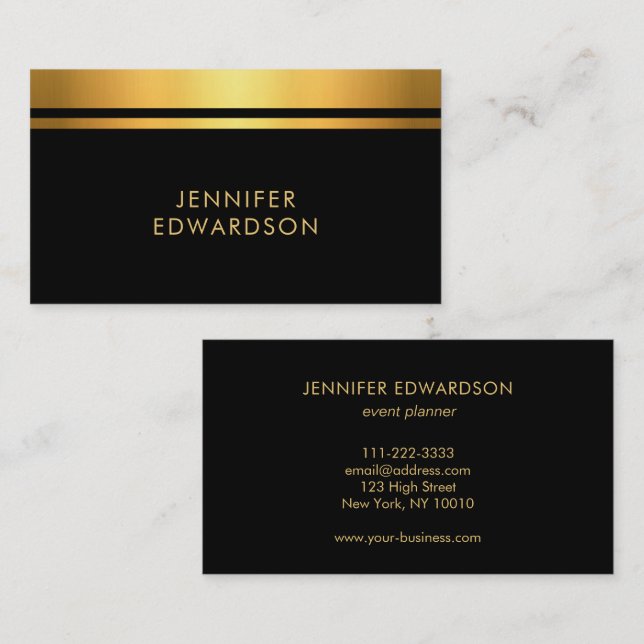 Tarjeta De Visita Modern Elegant gold black professional minimalist  (Anverso / Reverso)