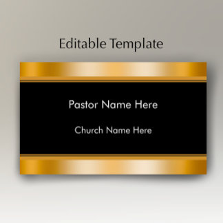 Tarjeta De Visita Modern Elegant Gold Custom Text Church Pastor 