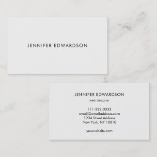 Tarjeta De Visita Modern elegant minimalist plain white professional