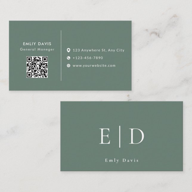 Tarjeta De Visita Modern Elegant Minimalist QR Code Business Card (Anverso / Reverso)