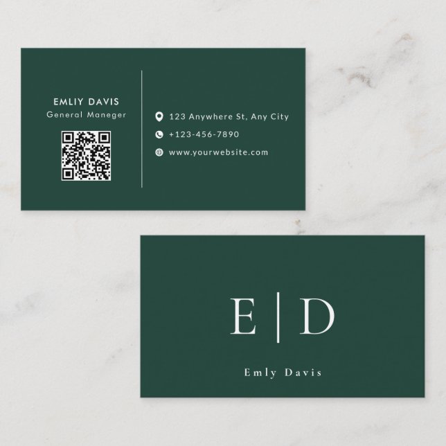 Tarjeta De Visita Modern Elegant Minimalist QR Code Business Card (Anverso / Reverso)
