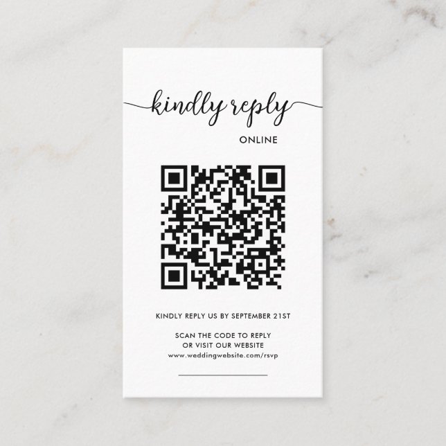 Tarjeta De Visita Modern Elegant Photo Online QR Code RSVP  (Anverso)
