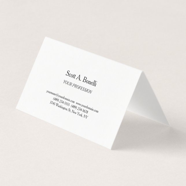 Tarjeta De Visita Modern Elegant Plain Simple White Special (Anverso)