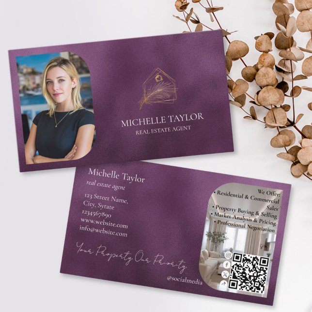 Tarjeta De Visita Modern Elegant Real Estate Realtor Photo Gold (Subido por el creador)