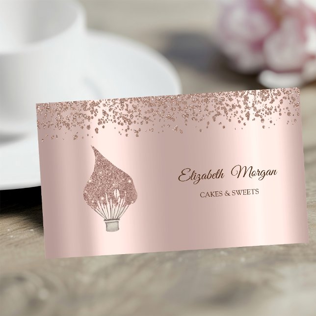 Tarjeta De Visita Modern Elegant Rose Gold Diamonds Glitter Whisk (Subido por el creador)