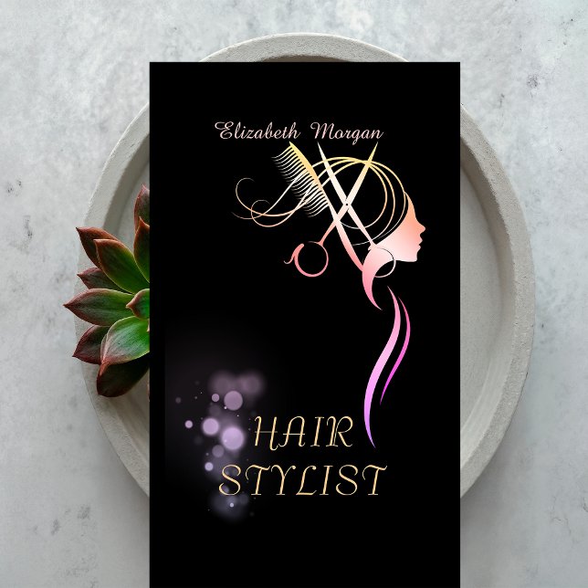 Tarjeta De Visita Modern Elegant Scissors Comb Hair Black (Subido por el creador)