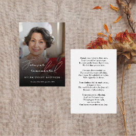 Tarjeta De Visita Modern Elegant Script Photo Funeral Welcome Sign