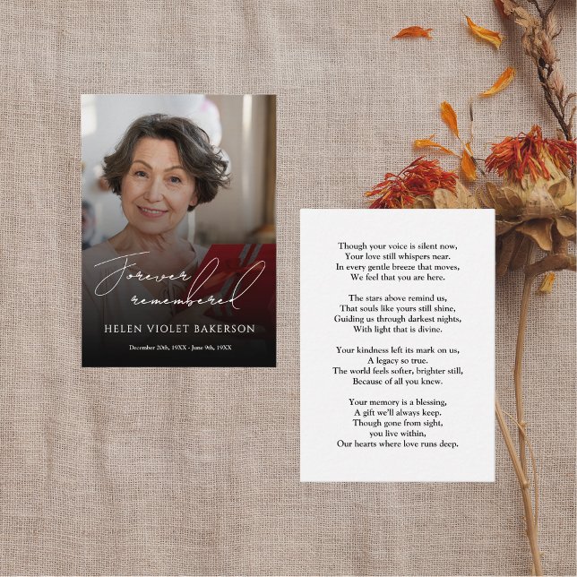 Tarjeta De Visita Modern Elegant Script Photo Funeral Welcome Sign (Subido por el creador)