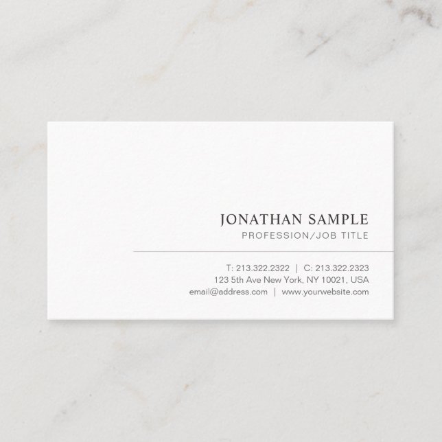Tarjeta De Visita Modern Elegant Simple Professional Template Custom (Anverso)