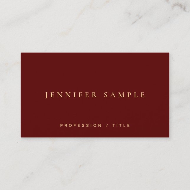 Tarjeta De Visita Modern Elegant Simple Template Luxury Maroon Red (Anverso)