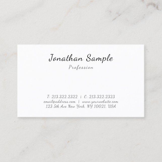 Tarjeta De Visita Modern Elegant Template Calligraphy Script Sleek (Anverso)