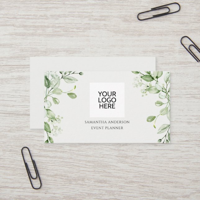 Tarjeta De Visita Modern Eucalyptus Greenery Event Planner (Anverso/Reverso In Situ)
