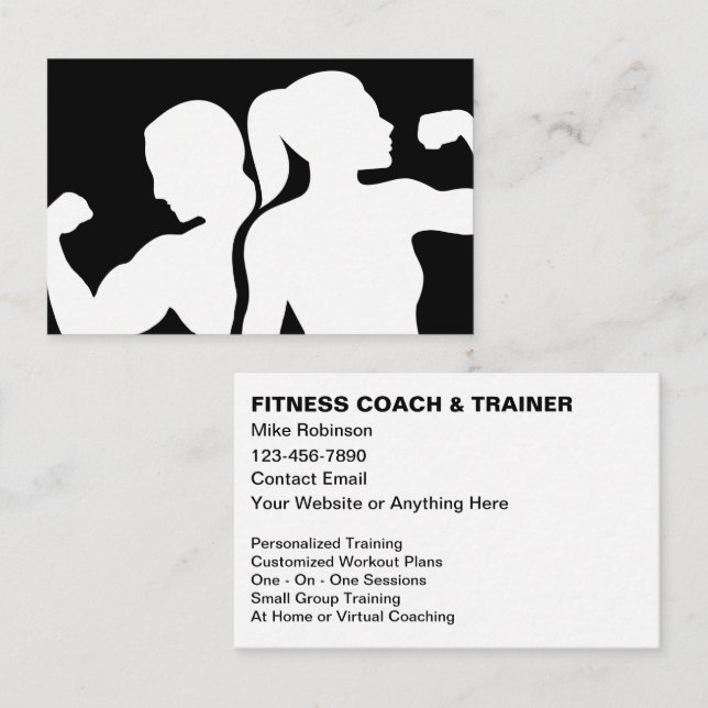 Tarjeta De Visita Modern Fitness Coach And Trainer (Anverso / Reverso)