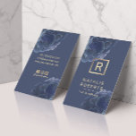 Tarjeta De Visita Modern Floral Gold Monogram Logo Elegant Navy Blue<br><div class="desc">Modern Floral Gold Monogram Logo Elegant Navy Blue Business Card.</div>