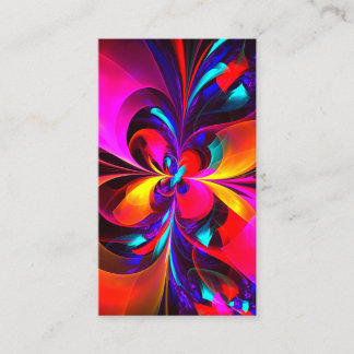 Tarjeta De Visita Modern Floral Resumen Arte Patrón Azul Rojo #07
