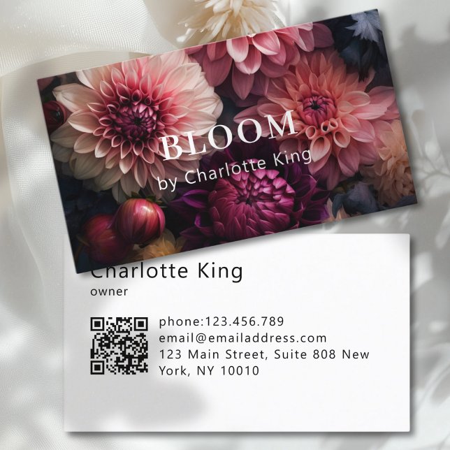 Tarjeta De Visita Modern Flower QR Code (Modern Flower QR Code Business Card)