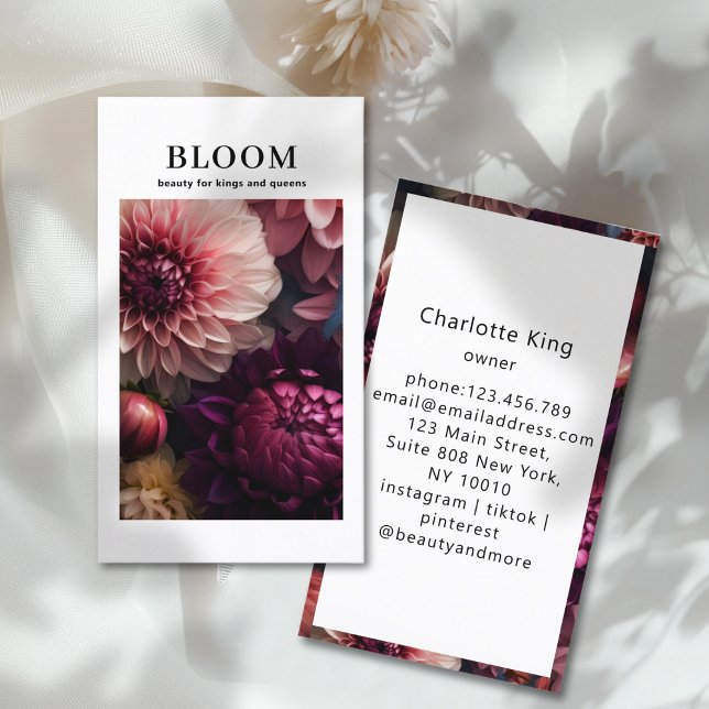 Tarjeta De Visita Modern Flower Salon (Modern Flower QR Code Business Card)