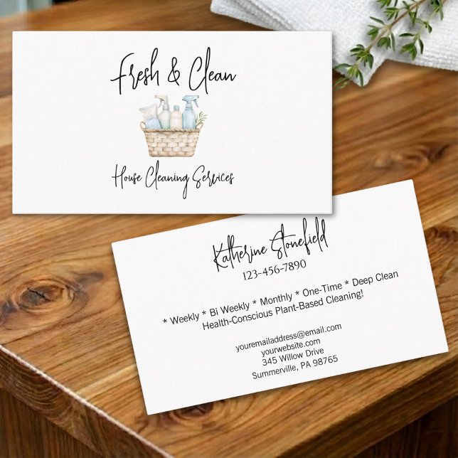 Tarjeta De Visita Modern Fresh Custom House Cleaning Services (Subido por el creador)