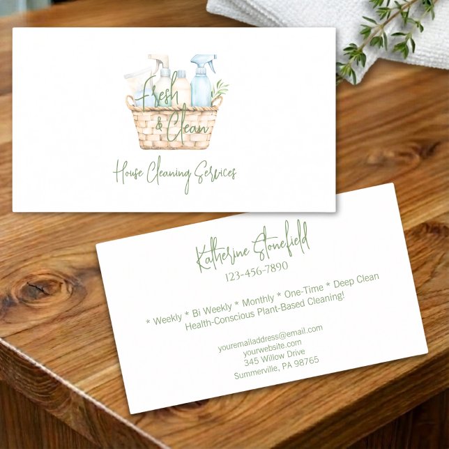 Tarjeta De Visita Modern Fresh Personalizable House Cleaning Service (Subido por el creador)