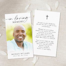 Tarjeta De Visita Modern Funeral Cross Photo Memorial Prayer Card