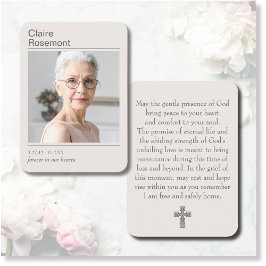 Tarjeta De Visita Modern Funeral Cross Photo Prayer Card 