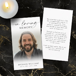 Tarjeta De Visita Modern Funeral In Loving Memory Photo Prayer Card