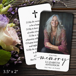 Tarjeta De Visita Modern Funeral Memorial Prayer Photo Card