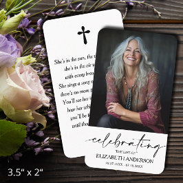 Tarjeta De Visita Modern Funeral Memorial Prayer Photo Card