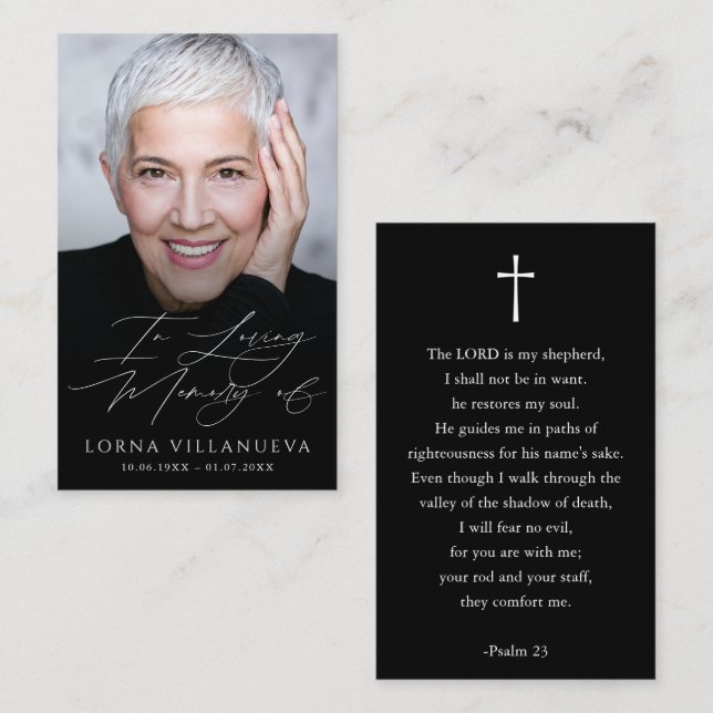 Tarjeta De Visita Modern Funeral Photo Sympathy Memorial Prayer Card (Anverso / Reverso)