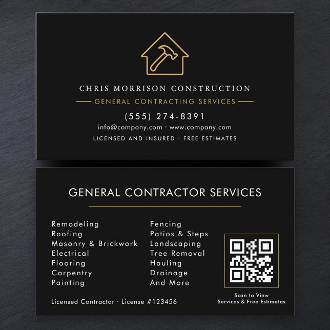 Tarjeta De Visita Modern General Contractor QR Code (Subido por el creador)