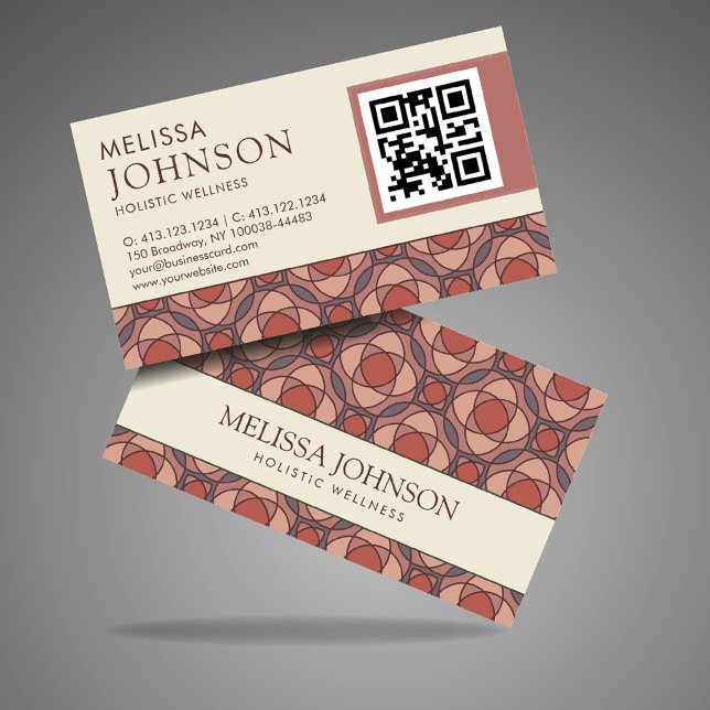 Tarjeta De Visita Modern Geometric Cinnamon Marsala Business Card QR (Subido por el creador)