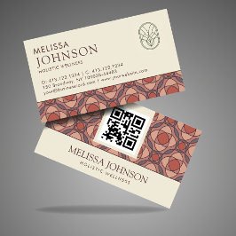 Tarjeta De Visita Modern Geometric Cinnamon Marsala Business Card QR