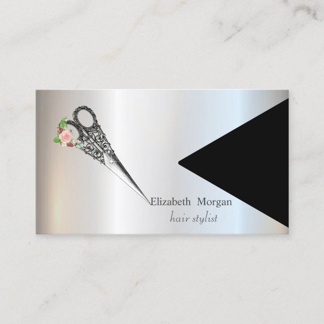 Tarjeta De Visita Modern Geometric Vintage Scissors (Anverso)