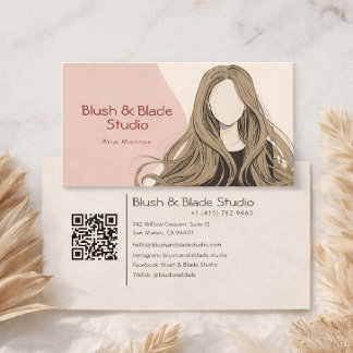 Tarjeta De Visita Modern Girl Hair Illustration Hairstylist Salon