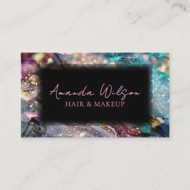 Tarjeta De Visita Modern Glitter and Marble Abstract  Business Card (Anverso)