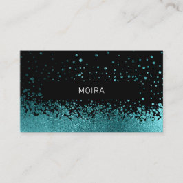 Tarjeta De Visita Modern Glitter Drop Aqua-Blau Schwarz