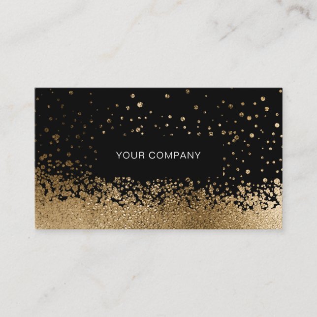 Tarjeta De Visita Modern Glitter Drop Gold Schwarz Visitenkarte (Anverso)