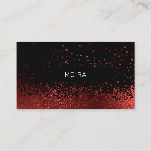 Tarjeta De Visita Modern Glitter Drop Rot Schwarz (Anverso)