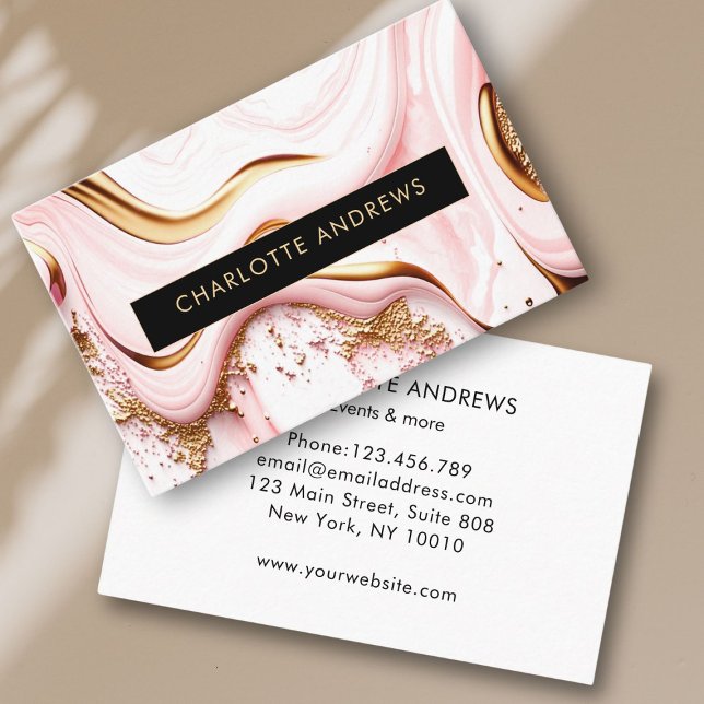 Tarjeta De Visita Modern Glitter Gold Marble Salon (Modern Glitter Gold Marble Salon Business Card)