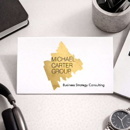 Tarjeta De Visita Modern Gold Consultant Professional White