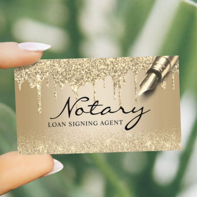 Tarjeta De Visita Modern Gold Drips Notary Loan Siging Agent (Subido por el creador)