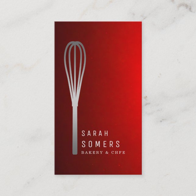 Tarjeta De Visita Modern Gold Glitter Whisk Bakery (Anverso)