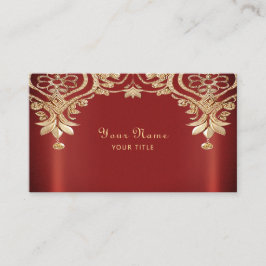 Tarjeta De Visita Modern Gold Red Floral Business Card