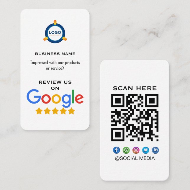 Tarjeta De Visita Modern Google Review With QR Code  (Anverso / Reverso)