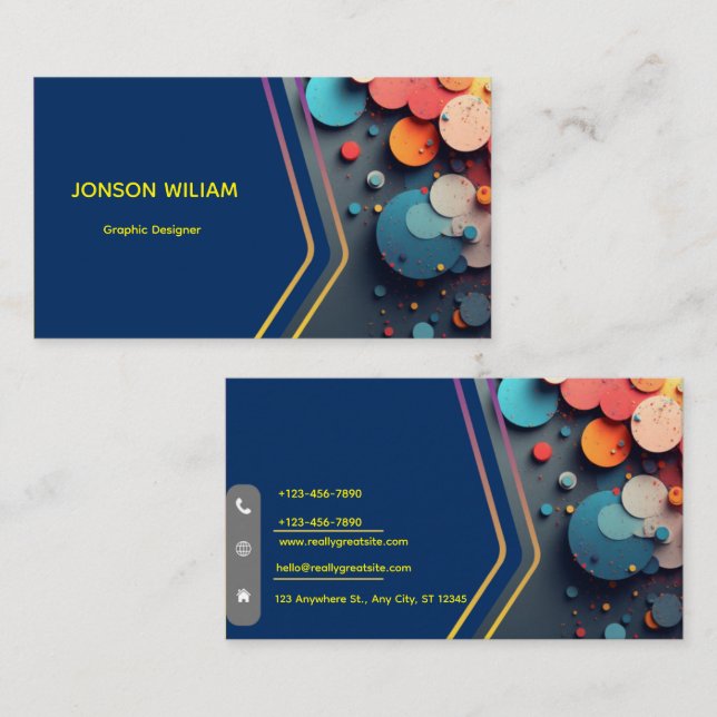 Tarjeta De Visita Modern Graphic Designer Business Card | Custom Min (Anverso / Reverso)