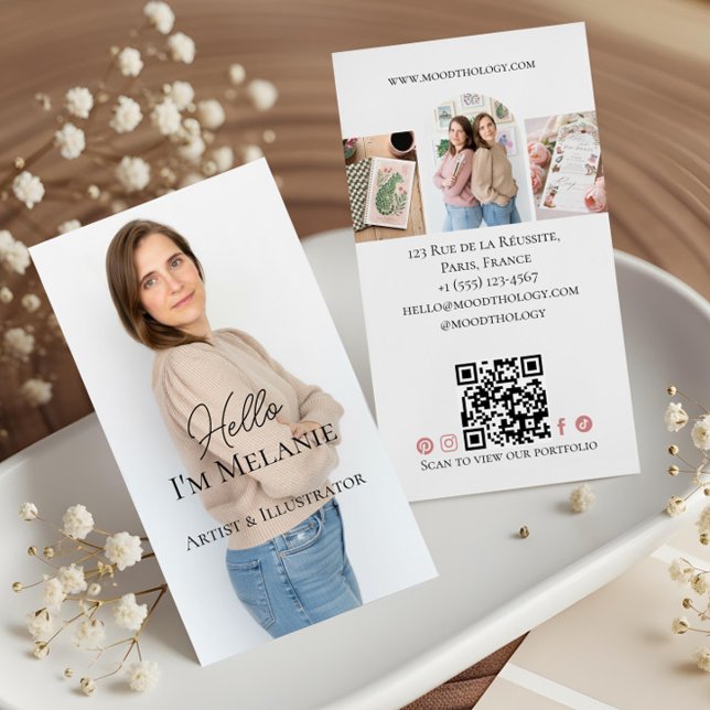 Tarjeta De Visita Modern Graphic Designer Professional Photo QR Code (Modern Graphic Designer Professional Photo QR Code Business Card)