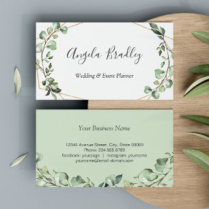 Tarjeta De Visita Modern Greenery Eucalyptus Geometric Frame