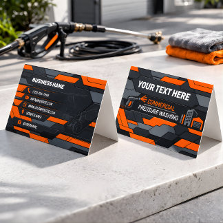 Tarjeta De Visita Modern Grey Geometric Power Wash Logo Design