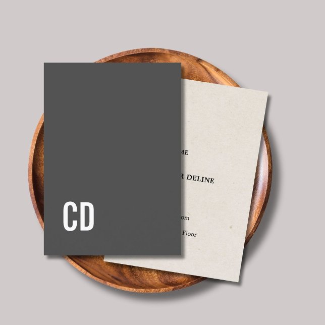 Tarjeta De Visita Modern Grey Texture Beige Bold White Monogram (Subido por el creador)